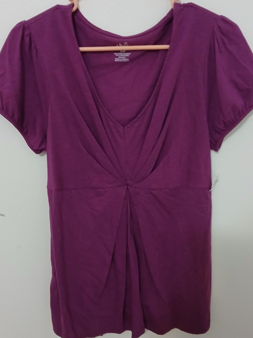 Purple V-Neck Twist-Front Women's Maternity Top